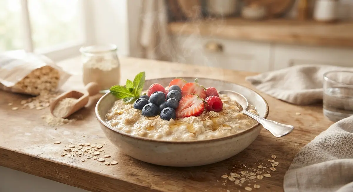 Hot Protein Porridge Whey Oats Fruit